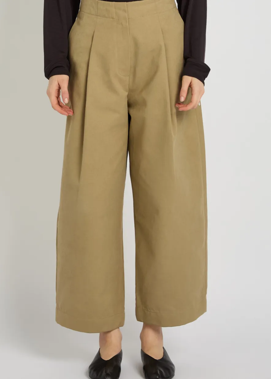 Peached wide-leg cotton-twill trousers