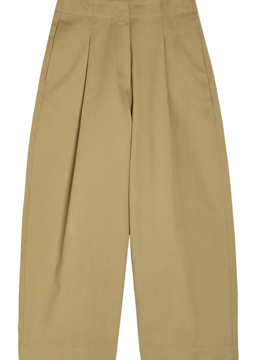 Peached wide-leg cotton-twill trousers