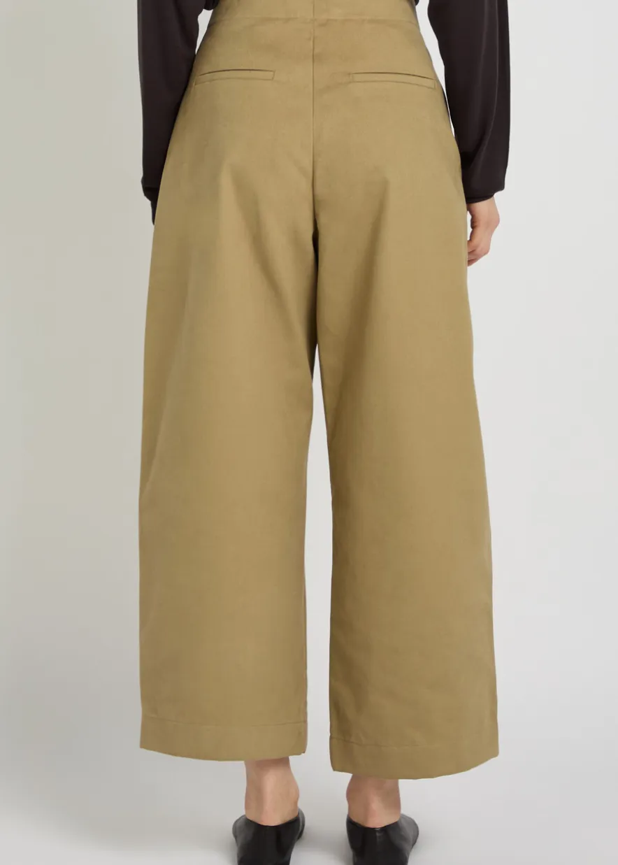 Peached wide-leg cotton-twill trousers