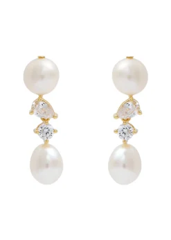Pearl and crystal-embellished 18kt gold vermeil drop earrings