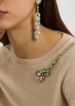 Pearl and crystal-embellished drop earrings