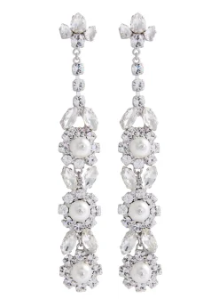 Pearl and crystal-embellished drop earrings