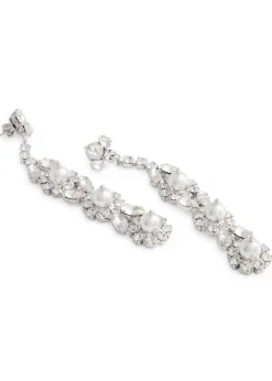 Pearl and crystal-embellished drop earrings