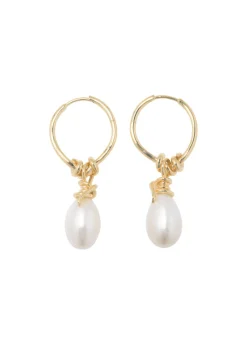 Pearl and 18kt gold vermeil hoop earrings