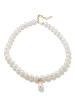 Pearl and 18kt gold vermeil necklace
