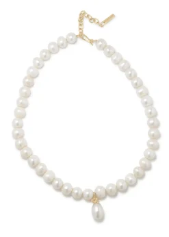 Pearl and 18kt gold vermeil necklace