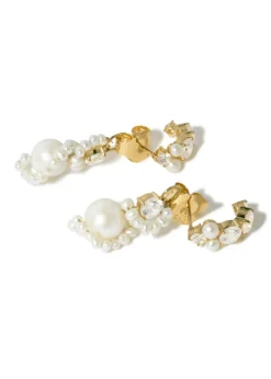 Pearl and zirconia-embellished 18kt gold vermeil earrings