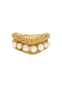 Pearl Baya 18kt gold-plated stacking ring set
