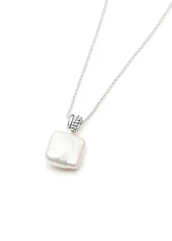 Pearl Baya square pendant silver-plated necklace
