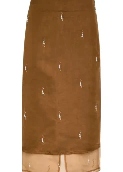Pearl-embellished silk-organza midi skirt