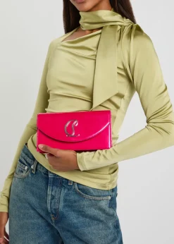 Pearlescent patent leather clutch
