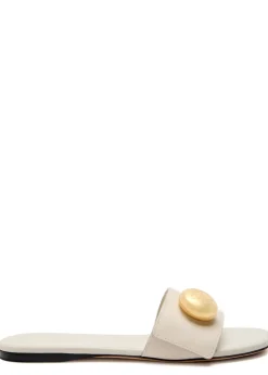 Pebble logo leather sliders
