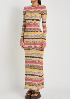 Pedro chevron metallic-knit maxi dress