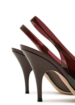 Peep-toe PVC and leather slingback sandals