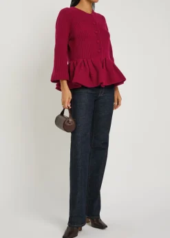 Peplum cashmere cardigan