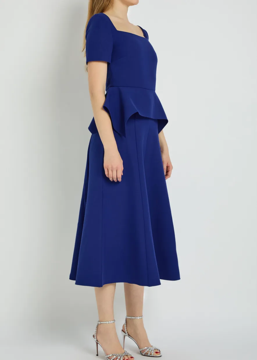 Peplum-hem crepe midi dress