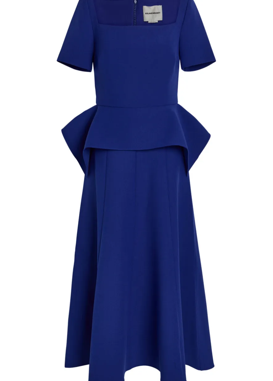 Peplum-hem crepe midi dress