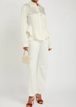 Peplum satin-crepe shirt