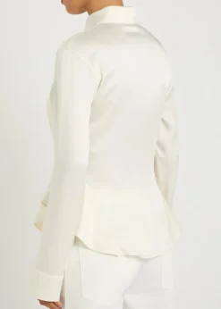 Peplum satin-crepe shirt
