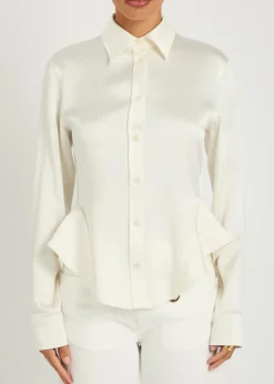 Peplum satin-crepe shirt