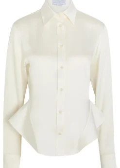 Peplum satin-crepe shirt