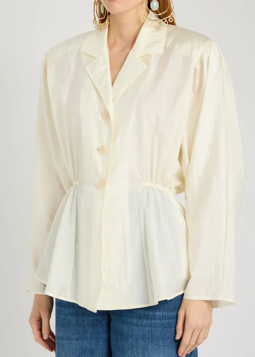 Peplum taffeta blouse