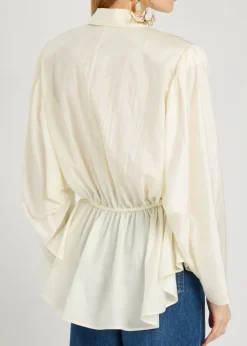 Peplum taffeta blouse