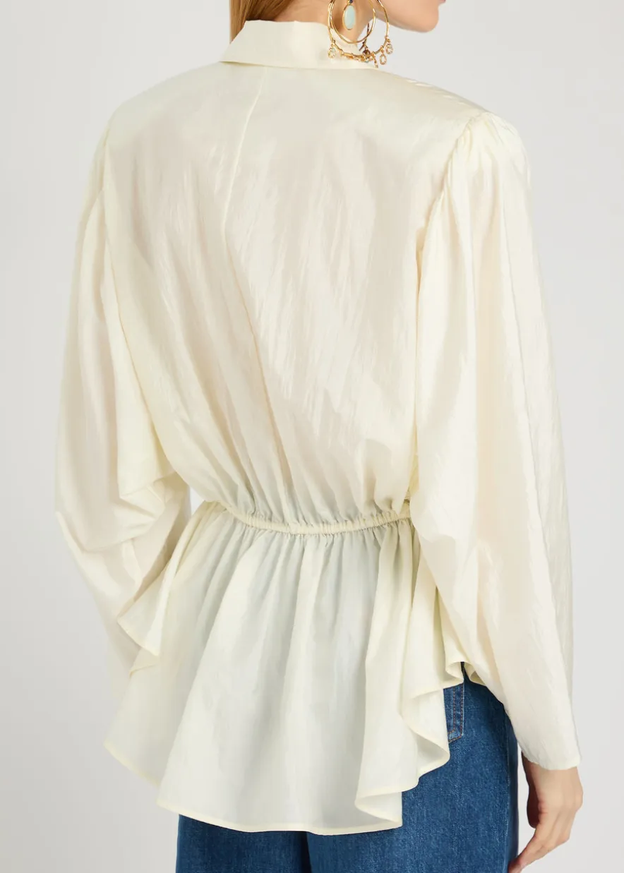 Peplum taffeta blouse