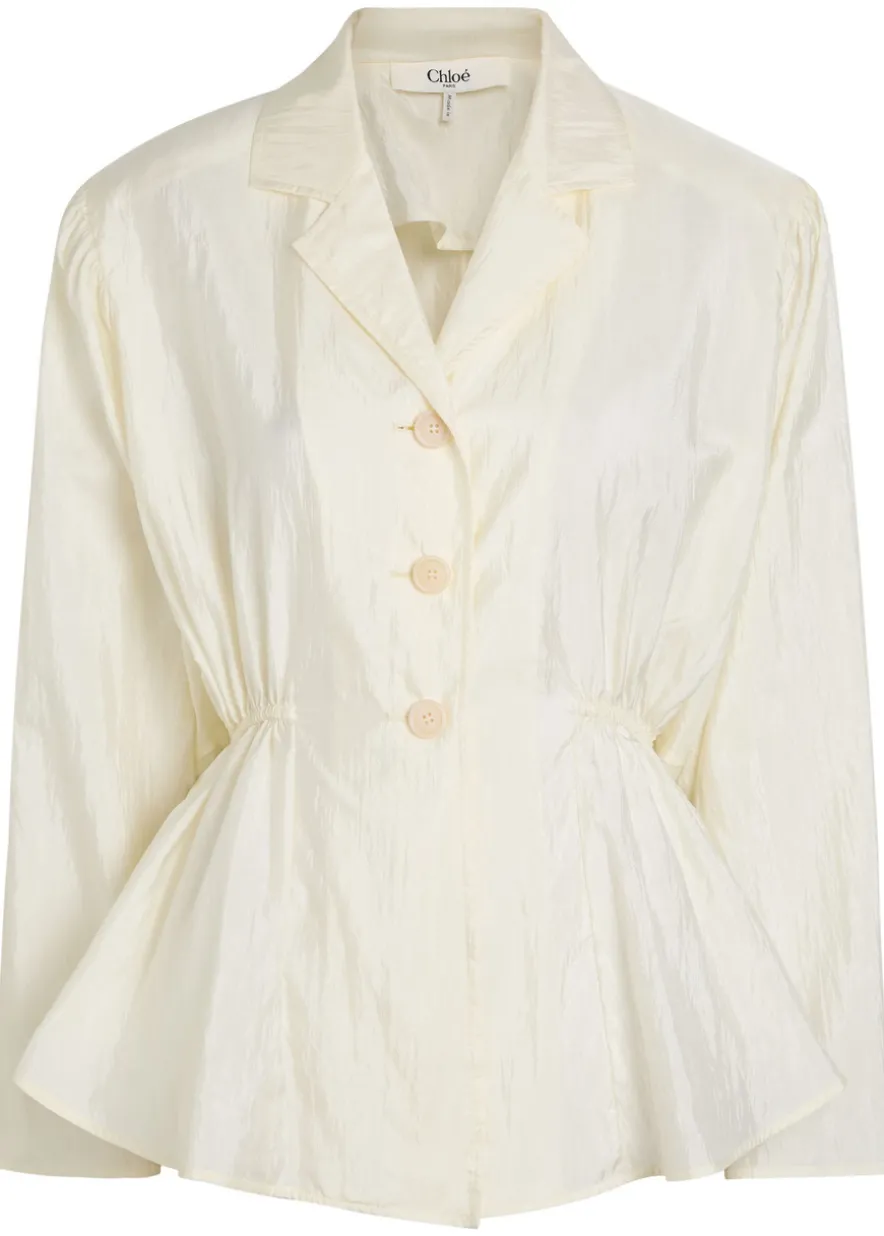 Peplum taffeta blouse