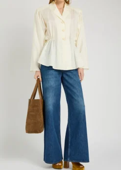 Peplum taffeta blouse