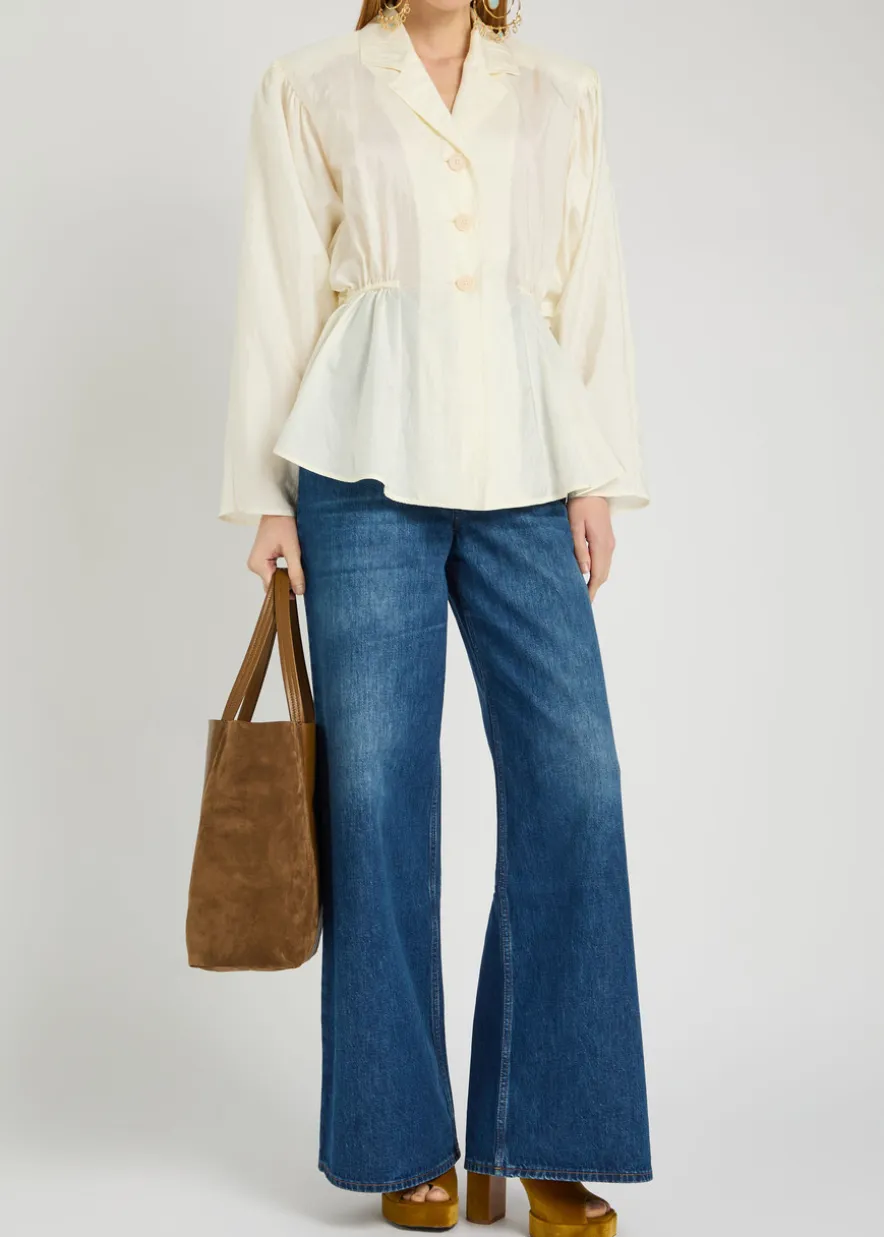 Peplum taffeta blouse