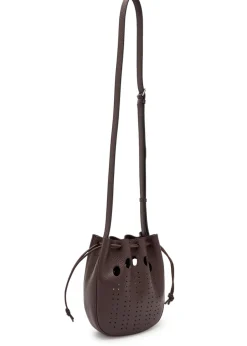 Perforated grained leather cross-body bag