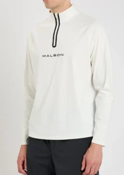 Performance logo half-zip stretch-jersey top
