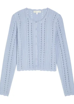 Peridot cropped pointelle-knit cardigan