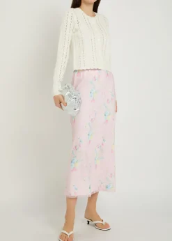 Peridot cropped pointelle-knit cardigan