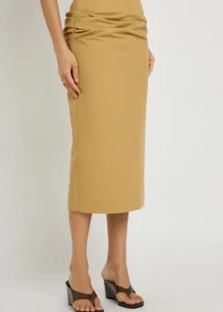 Pernilla draped cotton-poplin midi skirt
