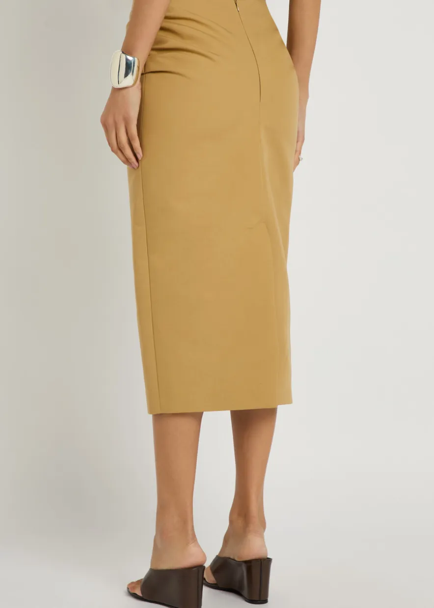 Pernilla draped cotton-poplin midi skirt
