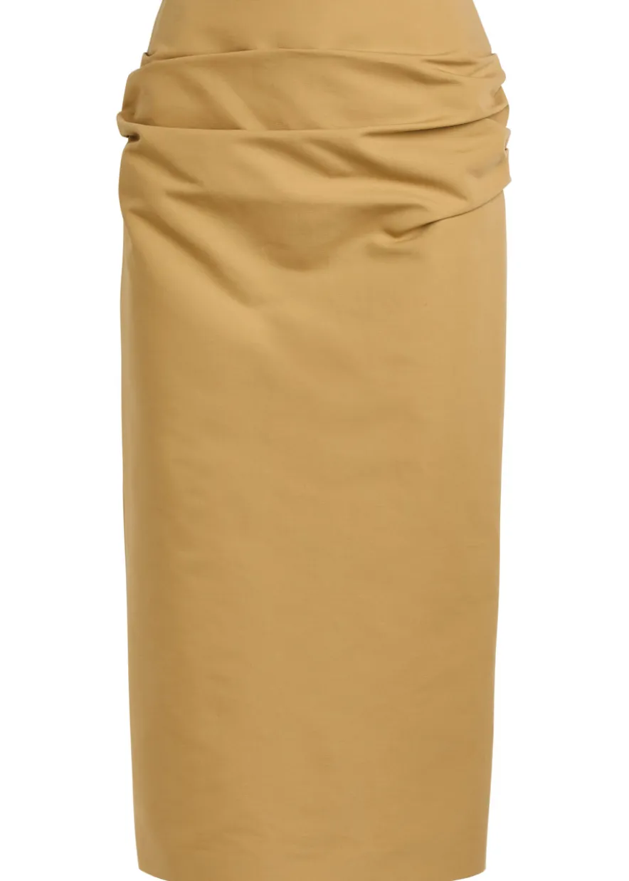 Pernilla draped cotton-poplin midi skirt