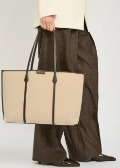 Perry leather-trim canvas tote
