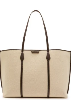 Perry leather-trim canvas tote