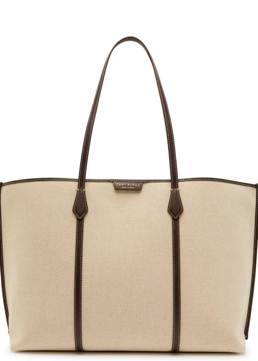 Perry leather-trim canvas tote