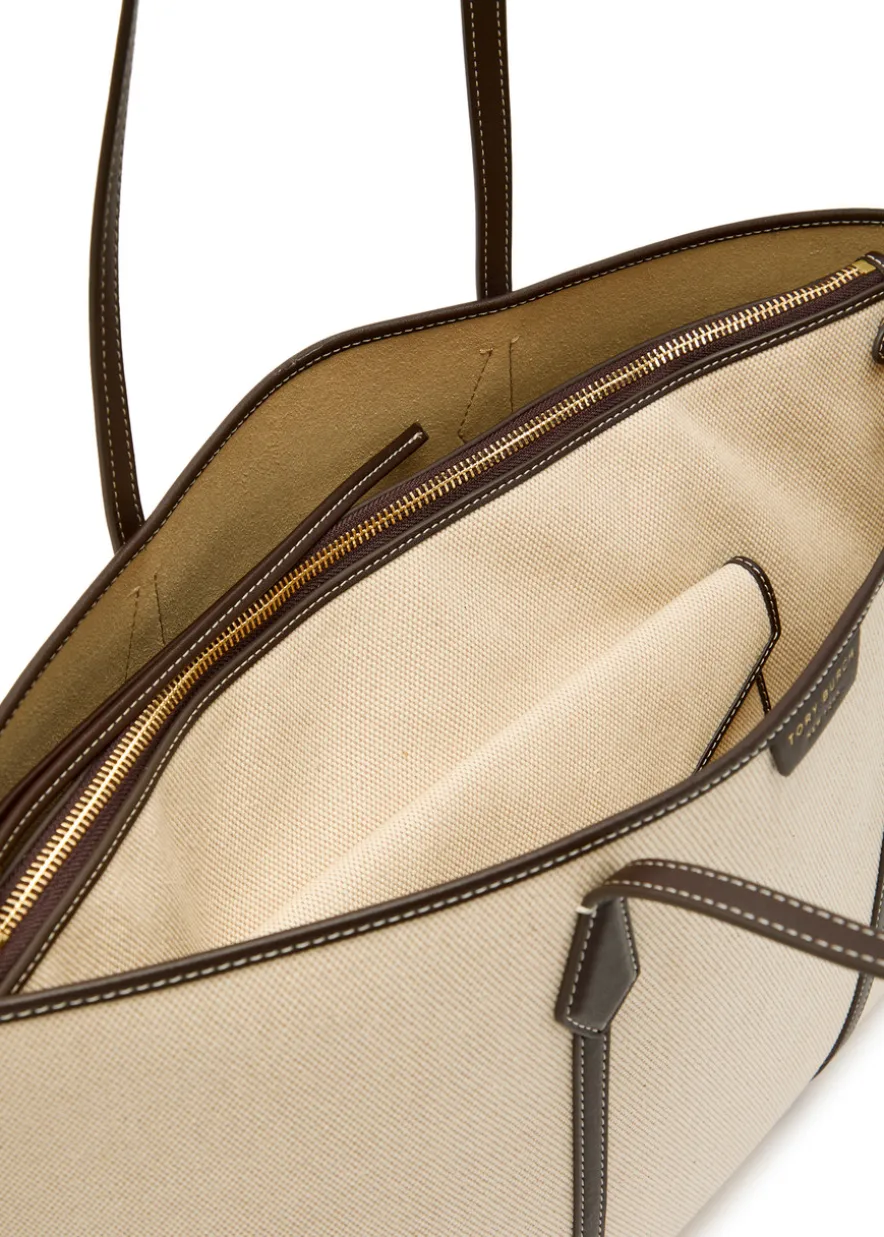Perry leather-trim canvas tote