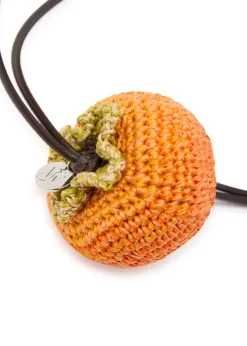 Persimmon crochet cotton bag charm