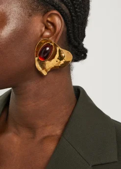 Petal sculpted clip-on drop earrings