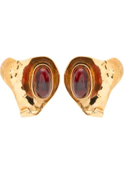Petal sculpted clip-on drop earrings