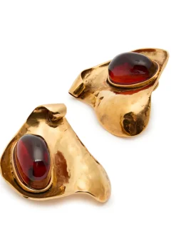 Petal sculpted clip-on drop earrings