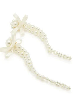Petite Bow faux pearl-embellished drop earrings