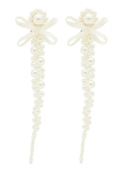 Petite Bow faux pearl-embellished drop earrings