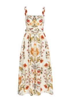 Petra floral-print linen and cotton-blend midi dress