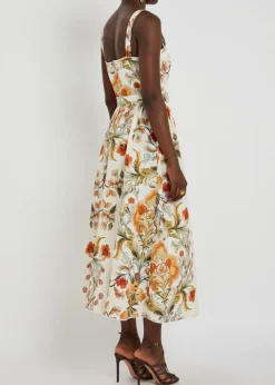 Petra floral-print linen and cotton-blend midi dress
